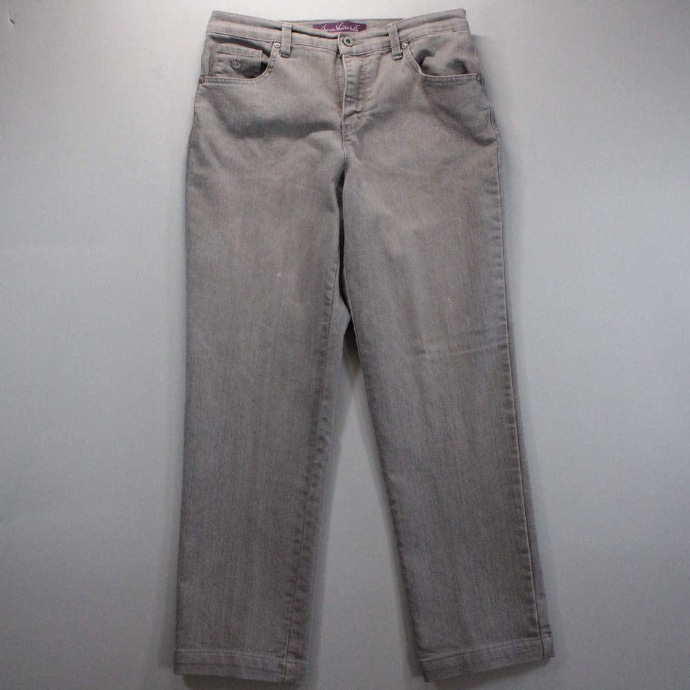 Gloria Vanderbilt Amanda High Rise Tapered Jeans Light Faded Gray 6 Short